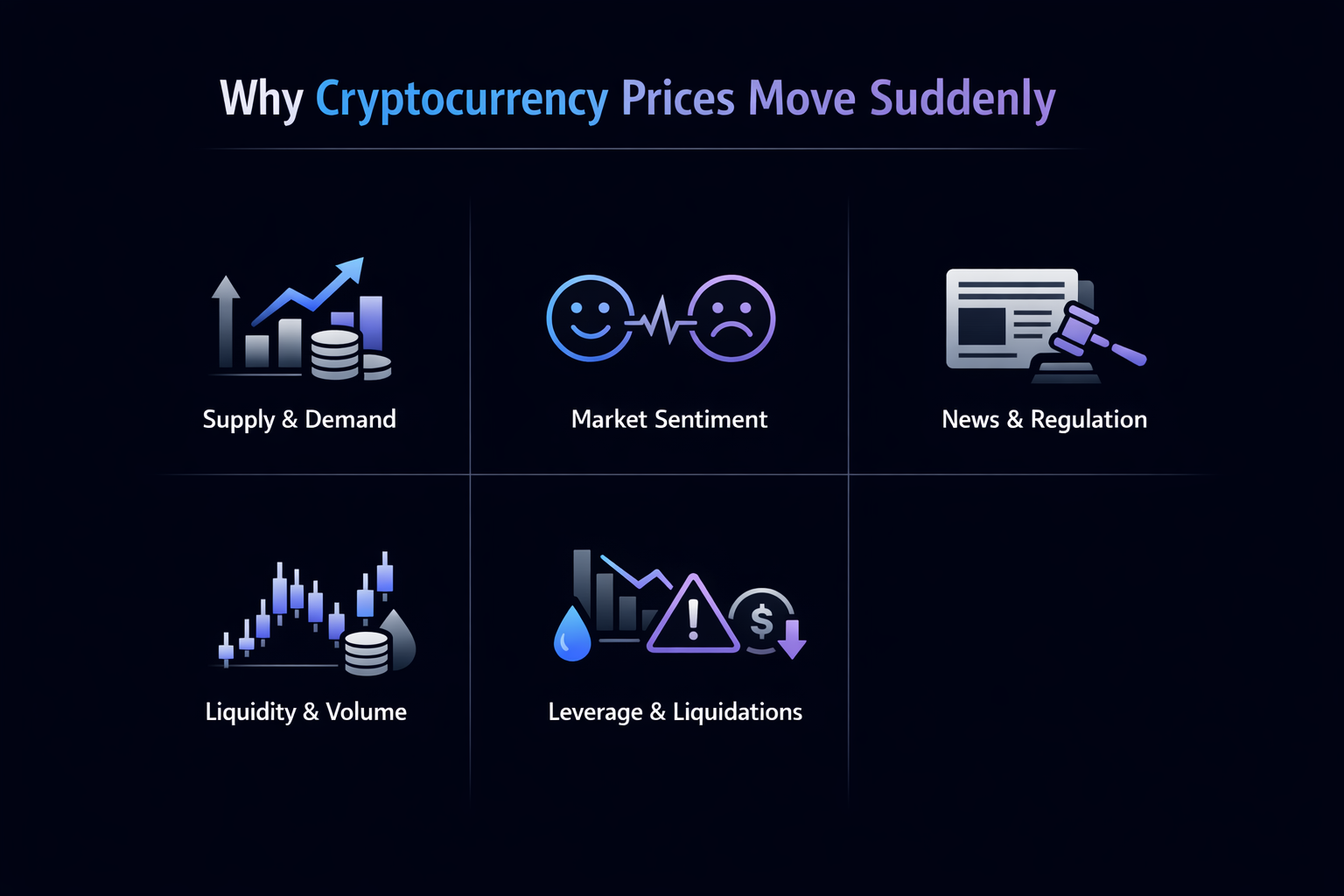 Infographic explaining why cryptocurrency prices move suddenly